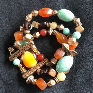 Beaded, 3 strand, stretch bracelet